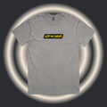 Noisy Halftone Straight-Line Signature Logo  - Oversized Stonewash Grey Tee